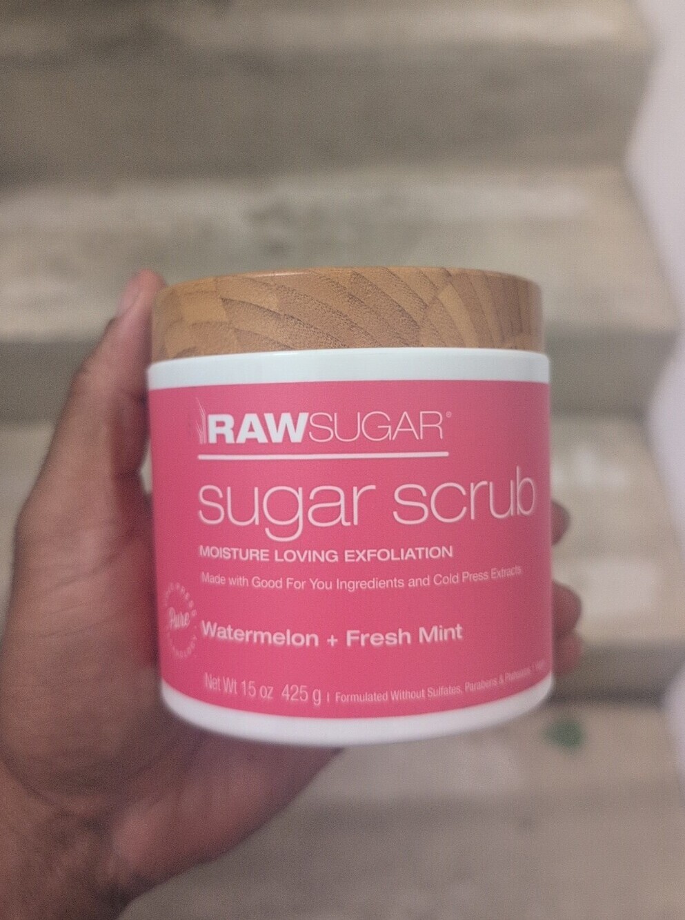 Raw Sugar Sugar Scrub Watermelon + Fresh Mint - Pink Jar 15oz